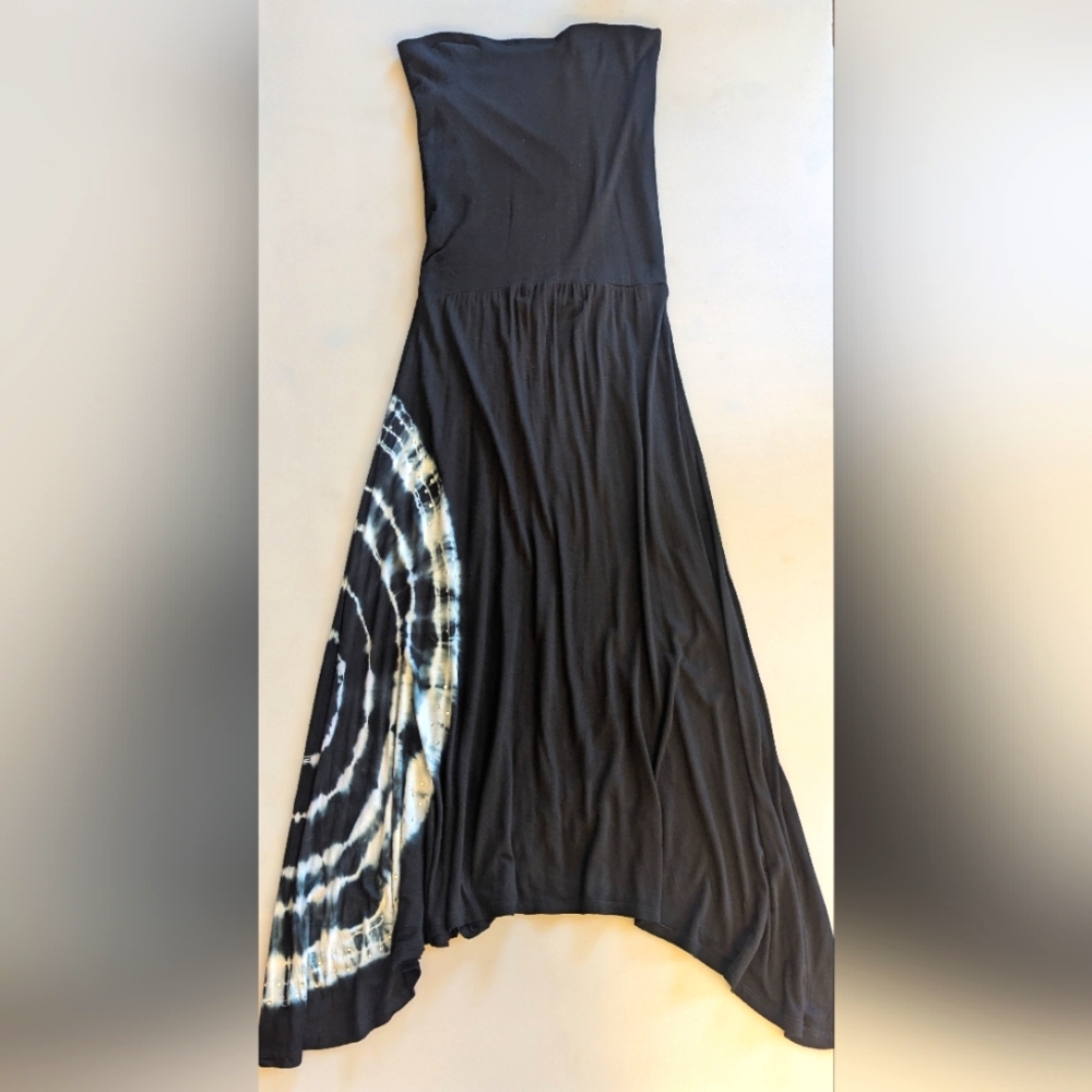 Raviya Stretchy Tie Dye Rhinestone Fold Over Tube Maxi Dress/Skirt Sz Small
